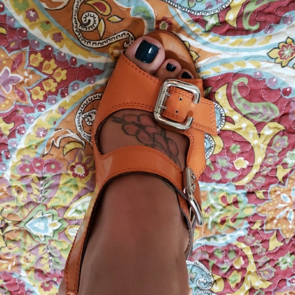 Orange LEATHER Latitude Femme Wedges - Picture 3 of 6